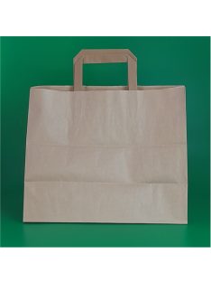   Papierová taška s plochým uchom 32 cm x 27 cm + 17 cm, hnedá