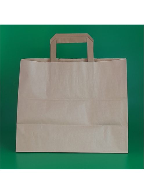 Papierová taška s plochým uchom 32 cm x 27 cm + 17 cm, hnedá